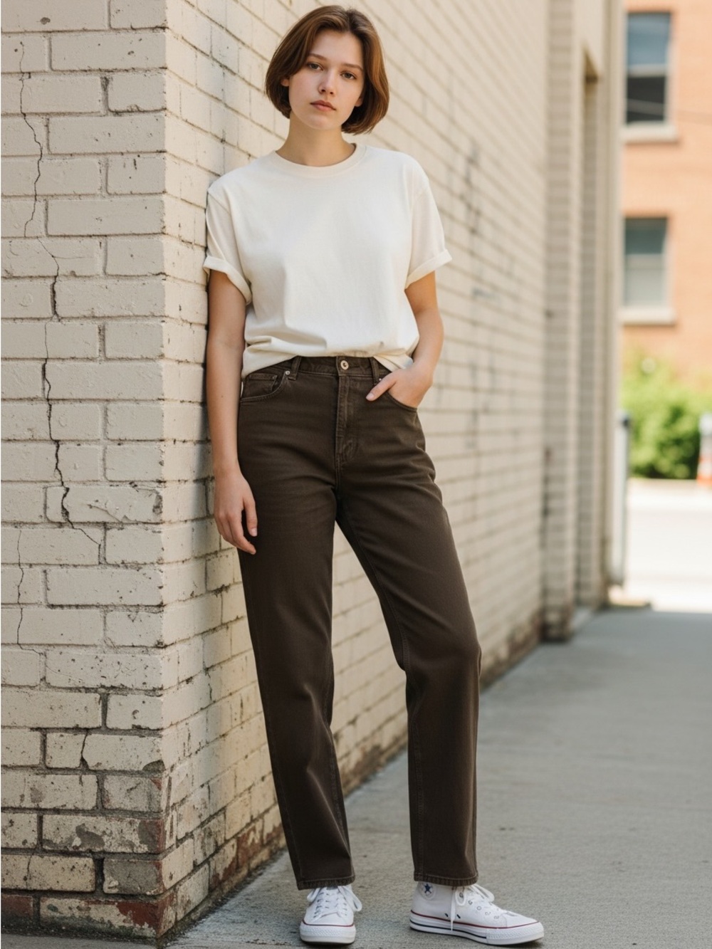Abercrombie & Fitch Straight Leg Jeans in Dark Brown